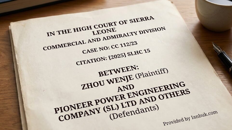 Zhou Wenje v Pioneer Power Engineering Company (SL) Ltd and Others